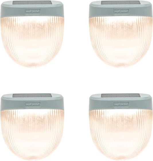 Vego garden Rippled Solar Garden Lights with Auto Sensors Magnetize Securely to Raised Beds, IPX4 Waterproof Outdoor LED Light for Patio & Yard Pebble Gray, 4 Pack