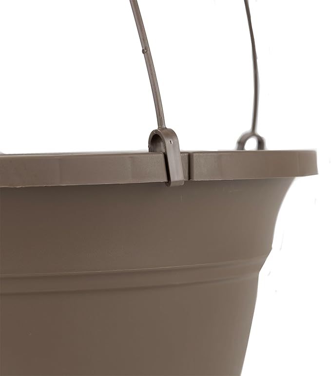The HC Companies 12 Inch Eclipse Hanging Planters, Lightweight UV-Resistant Plastic Hanging Planters for Indoor & Outdoor Plants, 2-Pack Hanging Flower Pots for Garden, Patio & Home Decor, Chocolate