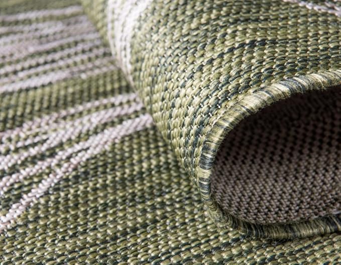 Unique Loom Outdoor Botanical Collection Area Rug - Leaf (7' 1" x 10' Rectangle, Green/ Ivory)