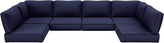 Outdoor Furniture Replacement Cushions, 5" Foam Foam High-Density, Fits 6-seat Sectional Rattan Conversation Set, 14 Piece Patio Water-Resistant Replacement Sofa Cushions, Liner&Cover