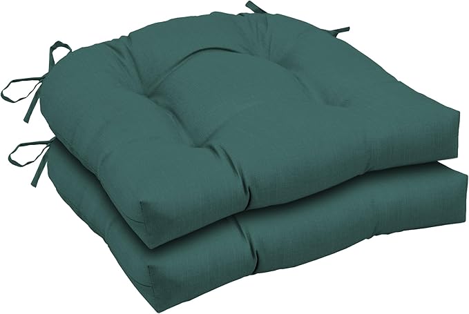 Arden Indoor/Outdoor Rocking Chair Or Wicker Chair Cushion, 2-Pack, 20 x 18, Water Repellent, Rain Proof, Fade Resistant Cushion for Rocking Or Rounded Back Chair Peacock Blue Green Texture