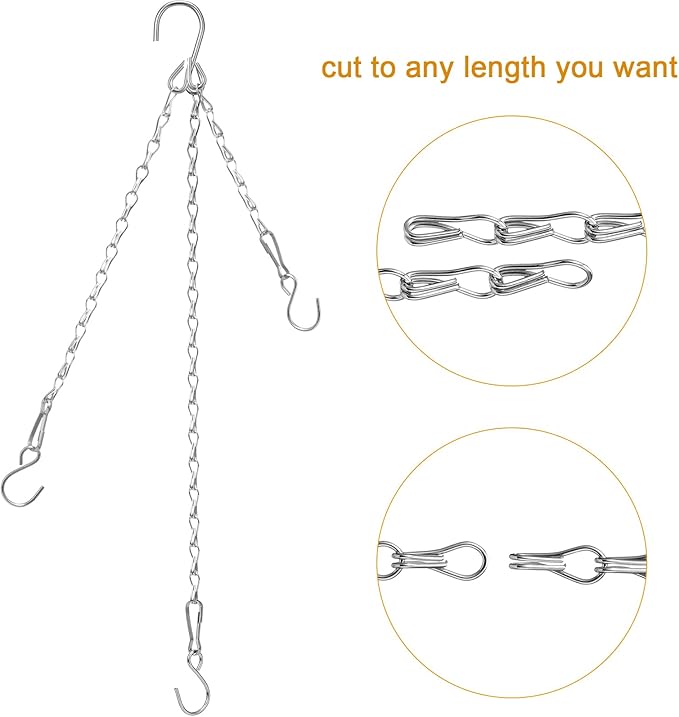 Hotop 12 Set Ceiling Hooks with Hanging Chains for Bird Feeders, Planters, Lanterns, Billboards,Birdbaths, Grow Lights, Chalkboards, Wind Chime and and Other Ornaments, Chain Hook DIY (Silver)