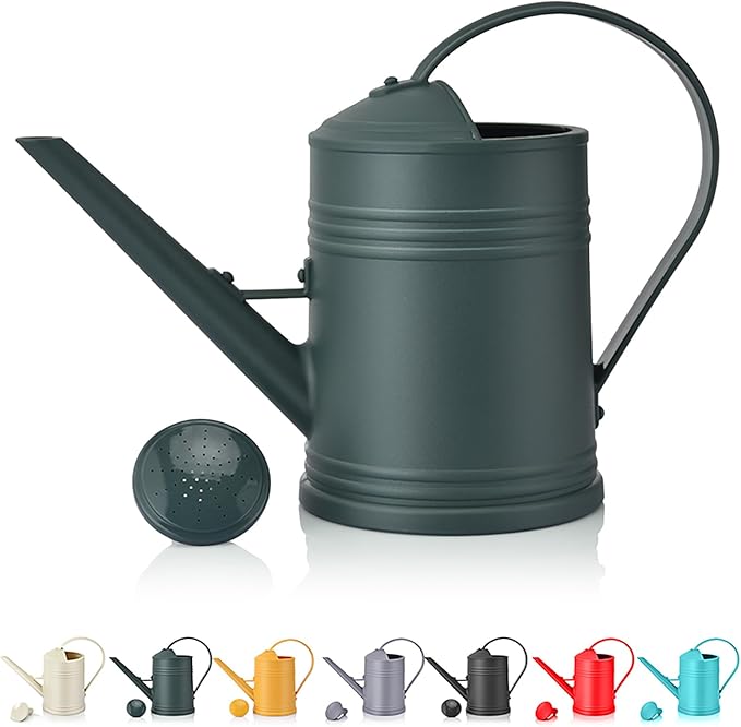 Plastic Watering Can for Indoor Plants Outdoor Garden Flowers - House Plant Watering Can with Sprinkler Head (1/2 Gallon, Green)