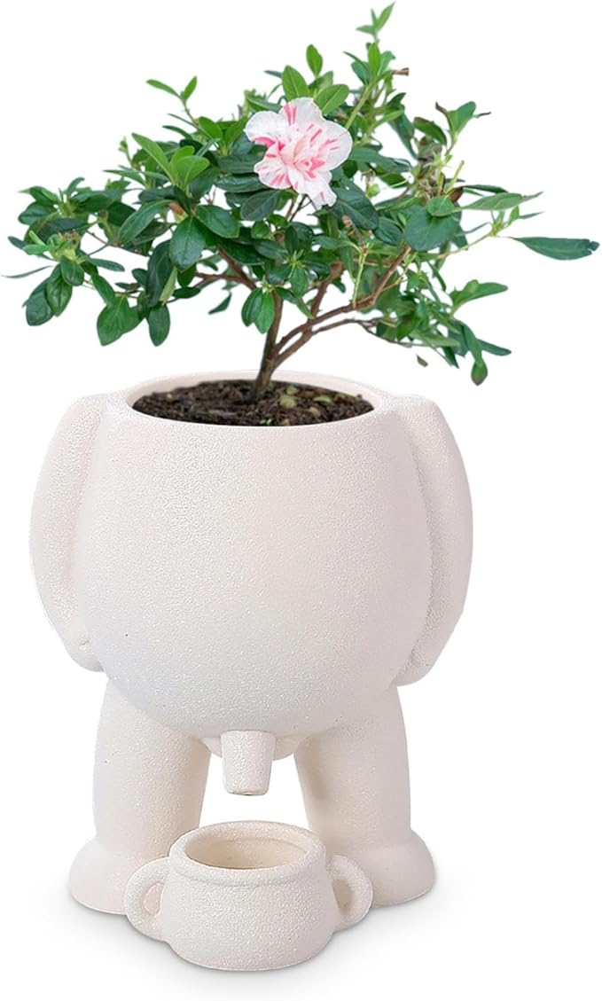 Ceramic Funny Peeing Plant Pot Novelty Plant Pots Peeing Pot Planter Tabletop Creative Piss Vase Small Flower Planters with Drainage Hole for Plants Flowers Home Office Garden Decor, White