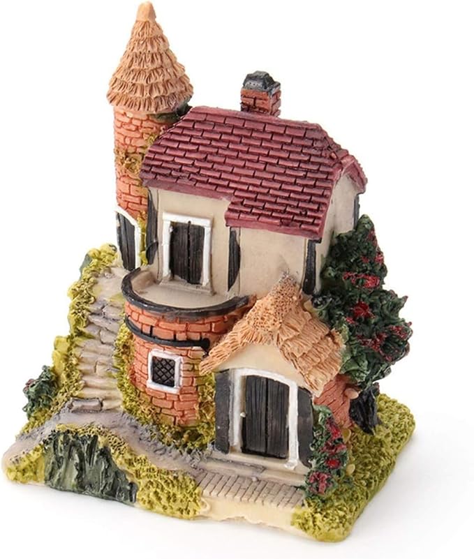 4PCS Miniature House Fairy Gardening Micro Landscape Village Stone House Bonsai Terrarium Crafts Ornaments Accessories Home Decoration Resin