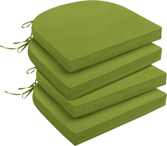 downluxe Outdoor Chair Cushions Set of 4 for Patio Furniture, Water-Resistant Patio Chair Cushions with Ties, High Density Foam Outdoor Seat Cushion, 17" X 16" X 2", Sage Green