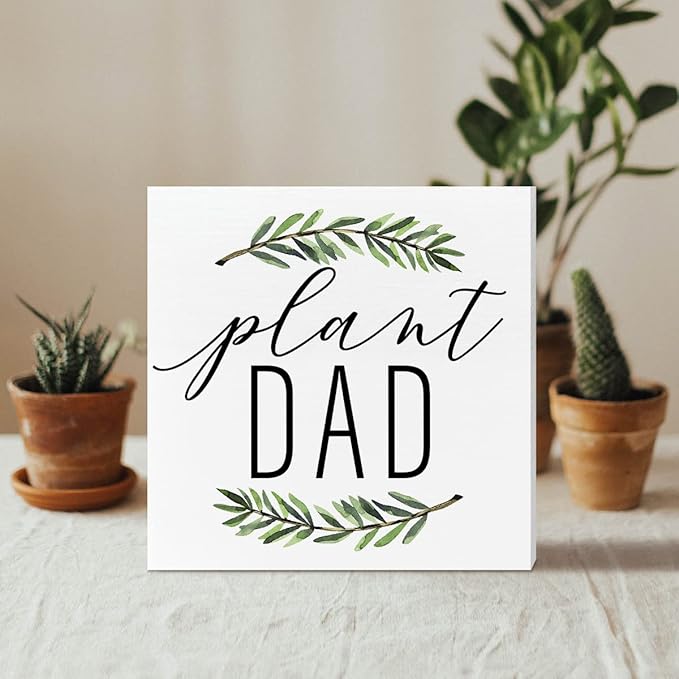 Plant Lover Desk Wooden Box Sign Decor, Plant Dad, Plant Garden Decor Home Office Desk Decoration Gardening Gardener Planter Plant Lover Gifts for Women Dad, Fathers Gifts for Dad
