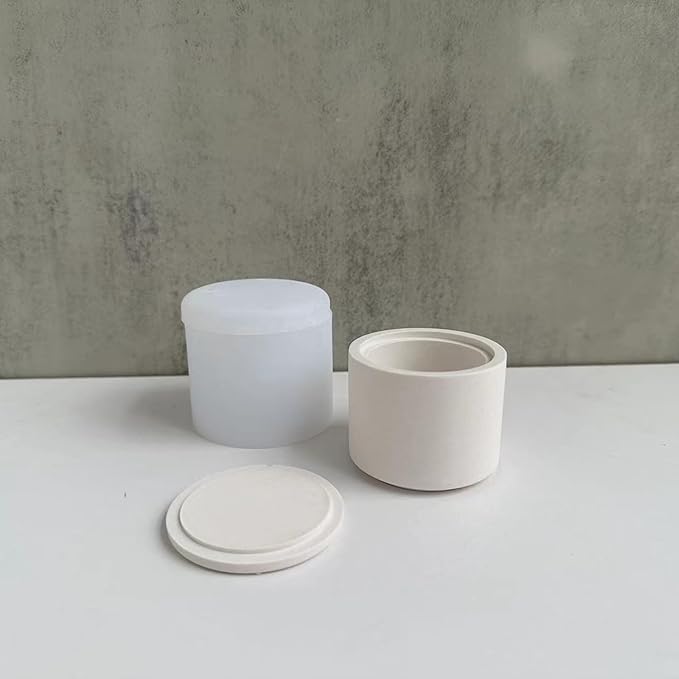 Storage Boxes with Lids - Creative Silicone Candle Vessels Pot Molds, Concrete Round Stripe Bottle Making Moulds for Storage and Candle Holder (G)