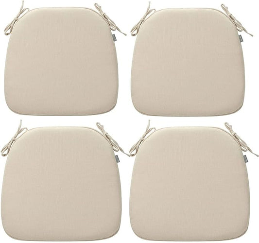 Magpie Fabrics Outdoor/Indoor 17"x16"x2" Chair Cushions with Ties Set of 4, Waterproof All Weather U-Shape Seat Pads Decoration for Patio Garden Furniture Home Office (Olefin Beige)