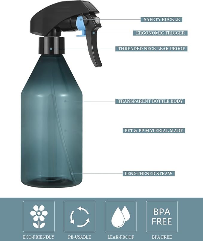 driew Plant Mister Spray Bottle, Plant Mister Water Spray Bottle for Plants Misting Bottle Water Fine Mist, Cleaning Solutions, Gardening, Indoor, Outdoor (Blue - 10oz)
