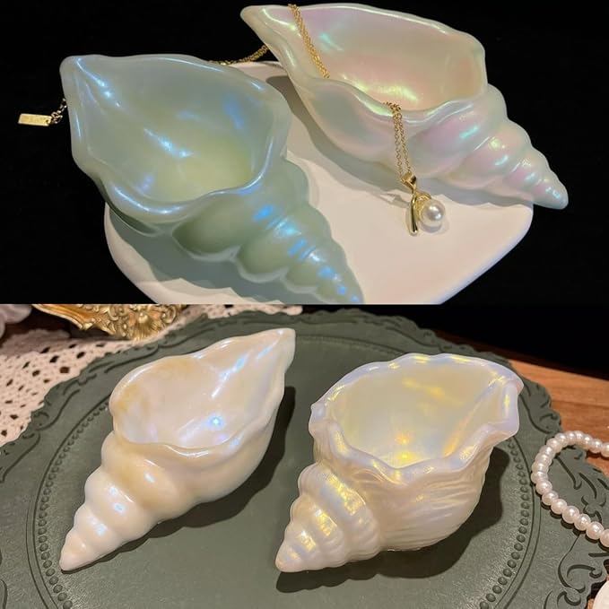 2 Pack Conch Silicone Molds, Seashell Candle Containers Mold, Handmade Storage Tray Resin Sea Snail Mould, DIY Knobbed Whelks Concrete Succulent Planter Mold (Conches)