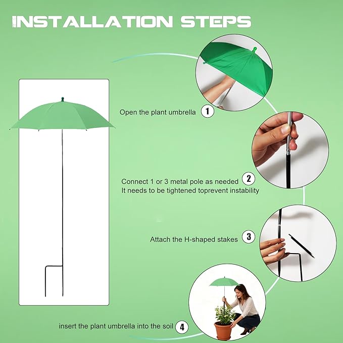 Plant Umbrella Shade For Outdoor Plants, Adjustable Height Plant Shade Umbrella Garden Sun Shade Cover For Potted Plants Garden Bed Flower Pot From Sun And Rain