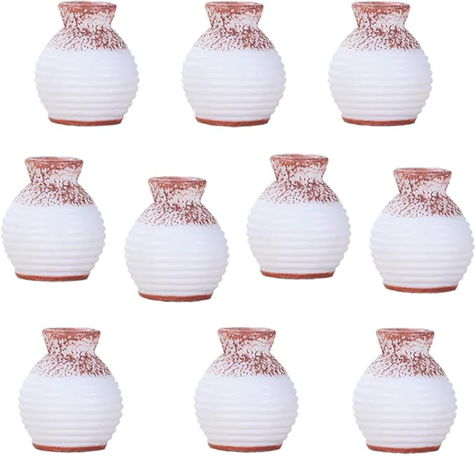 10pcs Miniature Tiny Resin Flower Pots Decor, Mini Flower Pot Decoration for Dollhouse Dining Room Accessories Mini Garden Plants DIY Desktop Windowsill Decor