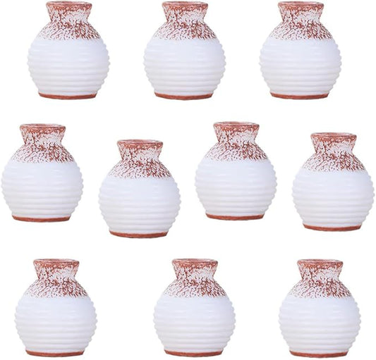 10pcs Miniature Tiny Resin Flower Pots Decor, Mini Flower Pot Decoration for Dollhouse Dining Room Accessories Mini Garden Plants DIY Desktop Windowsill Decor