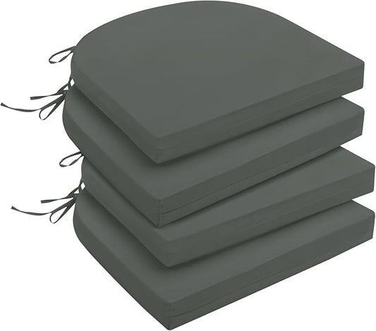 downluxe Outdoor Chair Cushions Set of 4 for Patio Furniture, Water-Resistant Patio Chair Cushions with Ties, High Density Foam Outdoor Seat Cushion, 17" X 16" X 2", Dark Grey