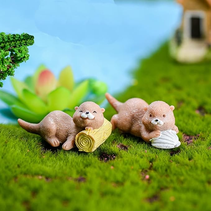 4PCS Otter Fairy Garden Supplies - Miniature Figurines Accessories, DIY Kit, Micro Landscape Ornaments, Fairy Garden Animals