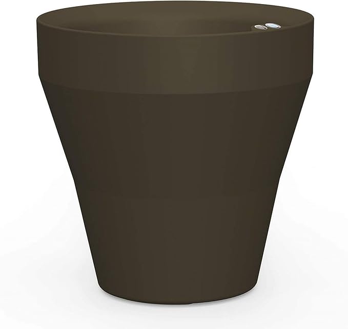 Crescent Garden TruDrop Rim Modern Self Watering Planter with Water Level Indicator, Indoor/Outdoor Weather-Safe Round Plant Pot, Grow Healthy Plants & Flowers - 18" W (Old Bronze)