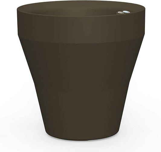 Crescent Garden TruDrop Rim Modern Self Watering Planter with Water Level Indicator, Indoor/Outdoor Weather-Safe Round Plant Pot, Grow Healthy Plants & Flowers - 18" W (Old Bronze)
