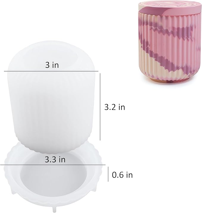 Cup Shape Candle Jar Silicone Mold with Lid, Handmade Storage Bowl Resin Mould, Flower Pot Vase Concrete, DIY Plaster Cast Cement Rings Jewelry Storage Box Mold (High Vertical)
