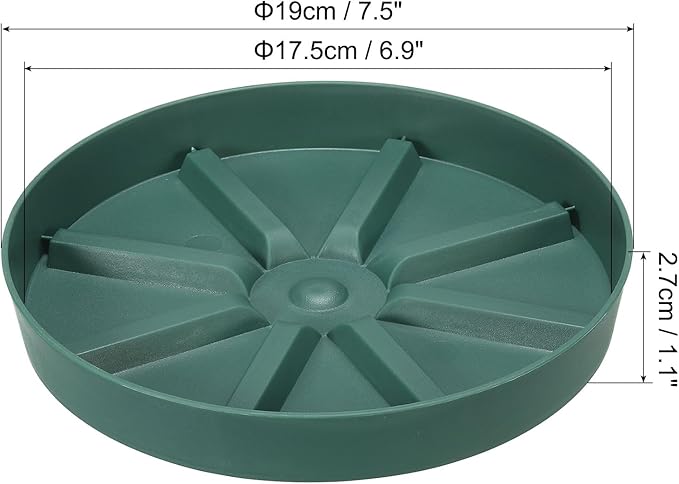 PATIKIL 7.5 Inch Plant Saucers Tray, 2Pcs Durable Plastic Round Flower Pot Drip Tray Thicker Anti-Rot Root for Indoors Outdoors Home Garden, Green