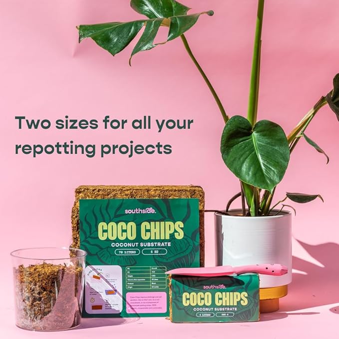 Southside Plants Coco Chip for Garden Potting Soil - Pre-Rinsed, Organic & Eco-Friendly Chunky Coconut Substrate 11lb (5kg) Brick - Makes 18.5 Gallons