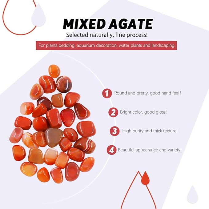 Hilitchi Reddish Brown Agate Stone Tumbled Stones for Plants Cacti & Succulents Bedding, Vase Filler, Landscape Bottom Decoration (About 1lb(455g)/Bag)