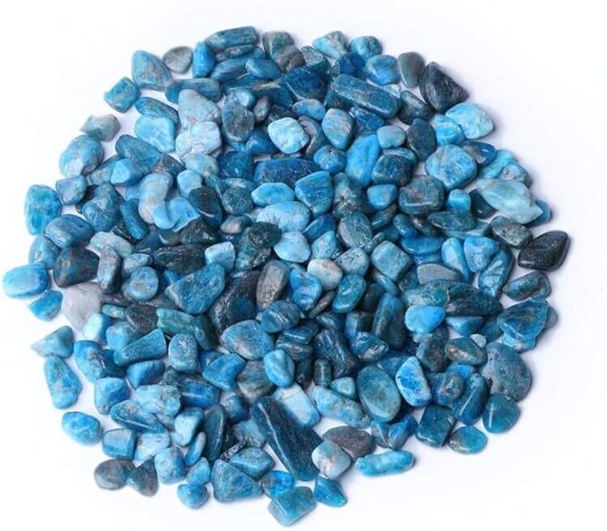 IMALY Blue Apatite Tumbled Chips Stone Polished Crushed Healing Crystal Quartz Pieces Irregular Shaped Stones for Home Decorative Stones Vases Plants Succulents 0.5lb
