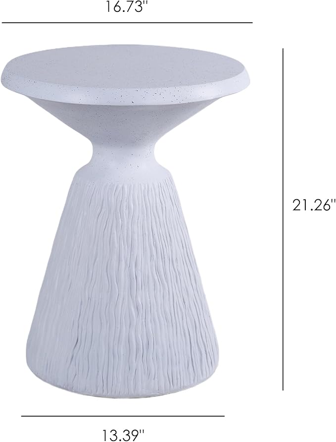 16.73" Cement End Tables for Patio,Modern Small Round Side Accent Table,Tree Stump Garden Stool Drum Indoor and Outdoor,Aqua Grey