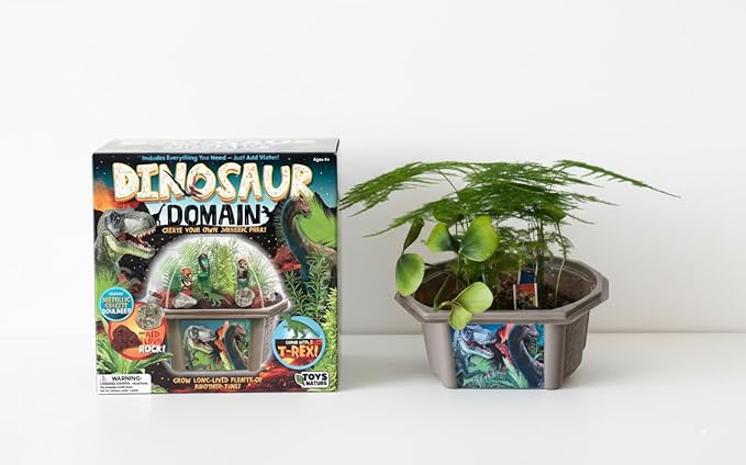 Toys by Nature Biosphere Terrarium Starter Kit, Complete Supplies Included to Grow Your Own Prehistoric Jurassic Park (Dinosaur Domain)
