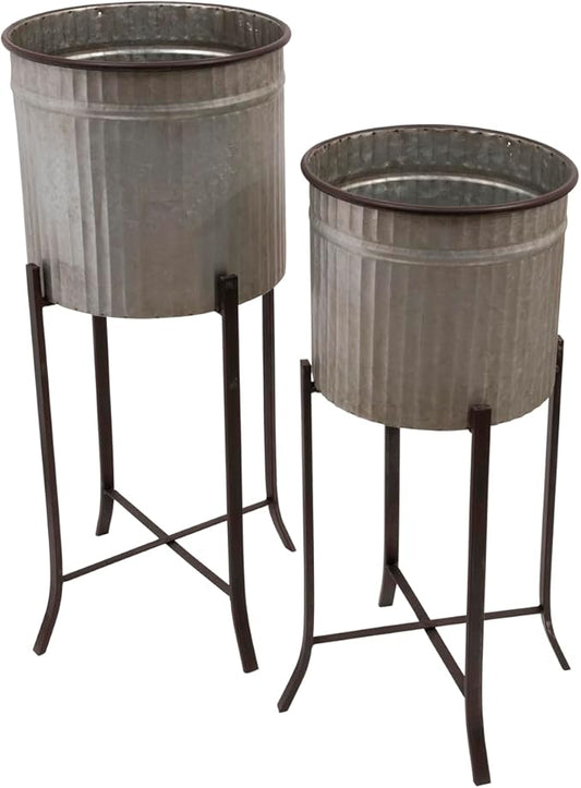 Creative Co-Op Set of 2 Iron Planters on Stands