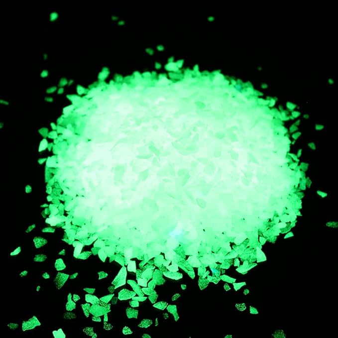 Shiny Stone Glow in The Dark Aquarium Neon Gravel Sand, Decorative Rocks for Fish Tank and Fairy Garden, Home Dec,305g/0.67lbs (3-5mm, Yellow Green)