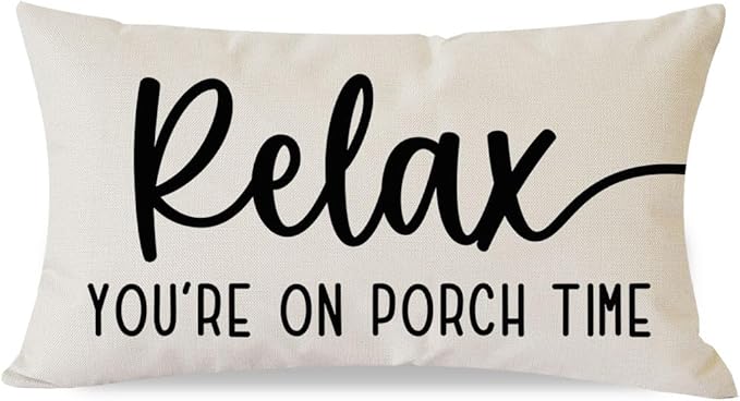 PANDICORN Decorative Throw Pillow Covers 12x20 Inch Relax Porch Time Natural Outdoor Rustic Farmhouse Lumbar Decorative Throw Pillows Cases Cushion Covers Decorations for Porch Couch Sofa Decor