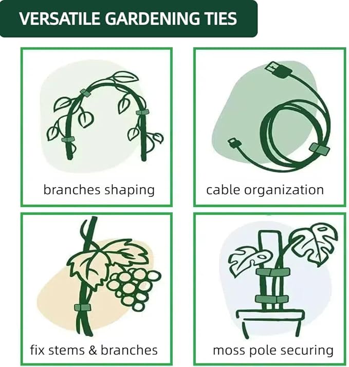 Green, Reusable, 100PCS, 6 - Inch Adjustable Anti - Slip Nylon Plant Ties & Straps Featuring Hook and Loop Fasteners - Optimal for Climbing Plants Support and Christmas Garland Ties