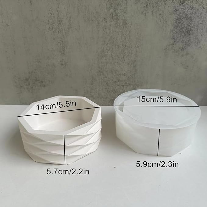 Origami Striped Concrete Flower Pot Silicone Mold Succulent Striped Planter Vase Cement Clay Mold Plaster Epoxy Jewelry Storage Box Mould