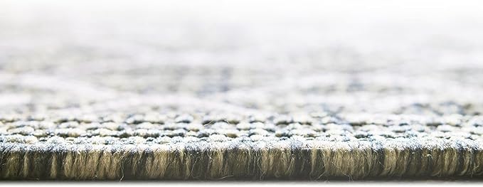 Unique Loom Outdoor Trellis Collection Area Rug - Tribal Trellis (7' 10" x 10' Oval, Green/ Natural)