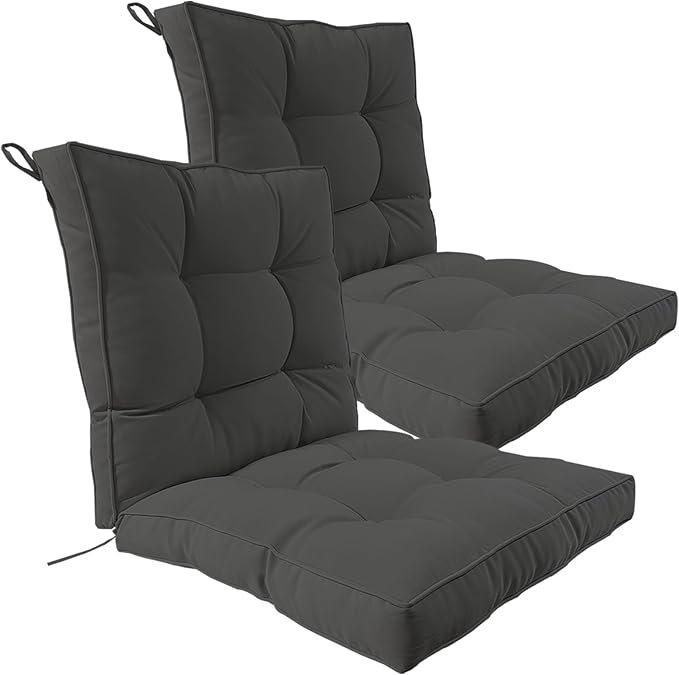 2 Piece Outdoor Patio Chair Cushions, Fade Resistant Outdoor Cushions for Patio Furniture, 6 inch Thickened Rocking Chair Cushions Set (Dark Gray, 24x24x6 inch - 2 Pieces)