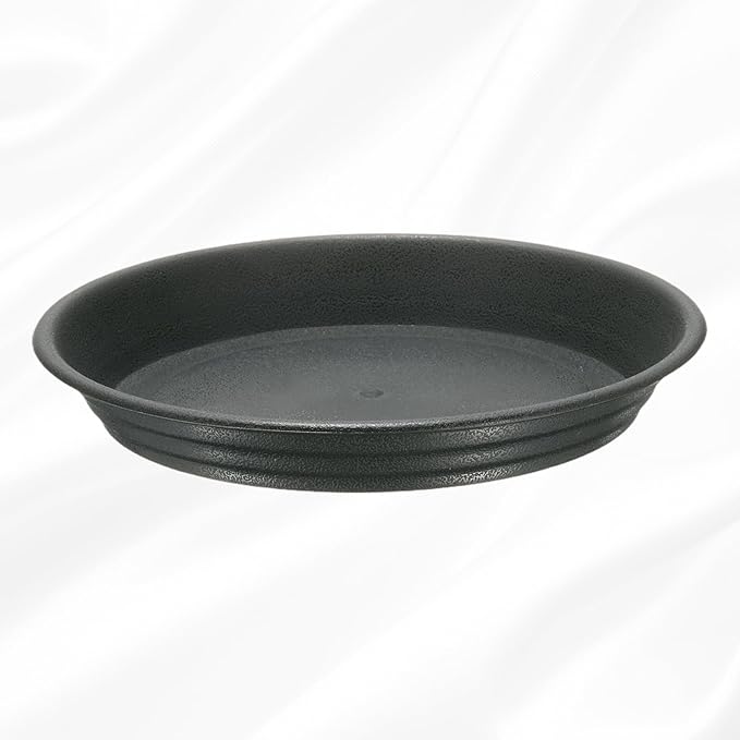 HARFINGTON Plastic Plant Saucer 6.1" Round Drip Trays Flower Pot Saucers Flower Base Bottom Drainage Tray for Indoors Outdoors Planters, Gray-Black
