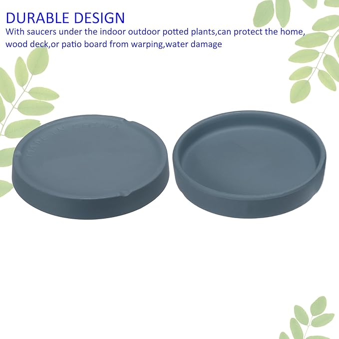 3 Pack Planter Saucers - Ceramic Plant Tray Flower Pot Drip Trays Round Apply to Outdoor/Garden (4/5/6inch, Navy Blue)
