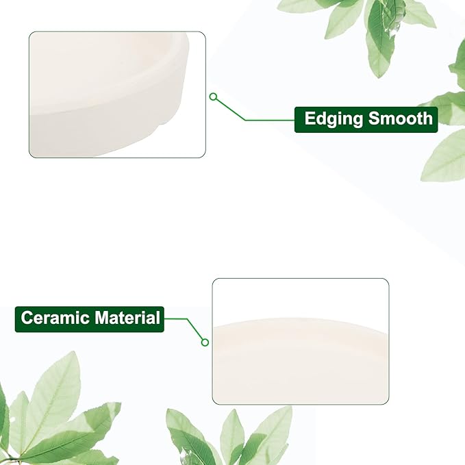 3 Pack Planter Saucers - Ceramic Plant Tray Flower Pot Drip Trays Round Apply to Outdoor/Garden (4/5/6inch, Beige)