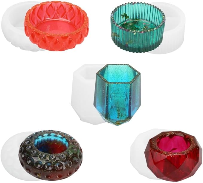 5PCS Silicone Flower Pot Planter Mold – DIY Candle Holder Mould for Succulent Plant, Concrete, Gypsum, Cement, Epoxy, Resin Casting, Vase, Jar, Storage Box Craft Decoration, Included 5 Different Shape