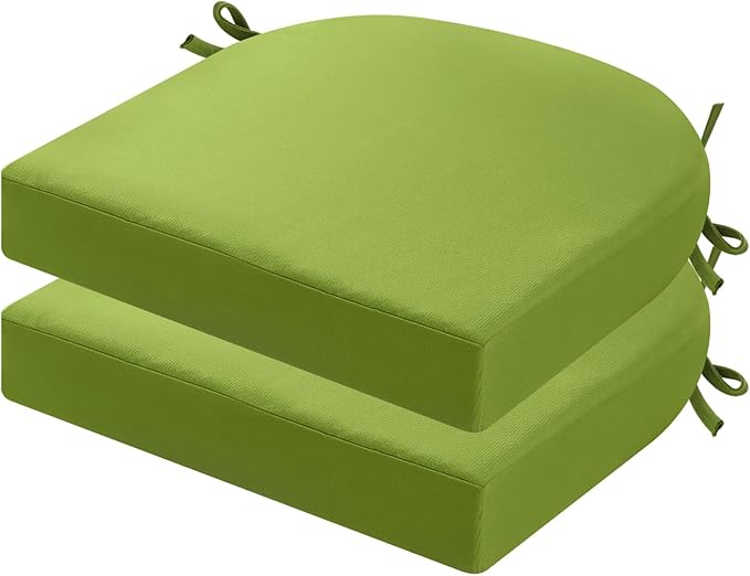 idee-home Outdoor Chair Cushions Set of 2, Thick 19" x 19" x 2" Outdoor Seat Cushions Patio Furniture Waterproof with Ties, Dining Pads