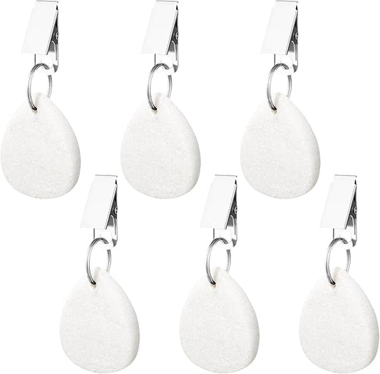 6 Pcs Tablecloth Weights Pendant Teardrop Shape Table Cover Weights with Metal Clips for Outdoor Picnic Garden Patio Party Camping Dinner Table Cover Decoration (White)