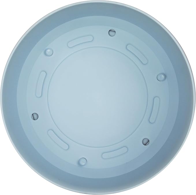 Bloem Mathers 10" Misty Blue Round Modern Resin Garden Planter Pot with Drainage Holes and Removable Saucer Tray Included