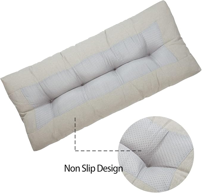 FUNHOME Outdoor Bench Cushion 45 x18 inch with Non-Slip Grips,Water Resistant Porch Swing Cushion,Bench Pillow Pads,Tufted Cushions for Patio Garden Furniture,45" Seat Cushions(Light Brown)