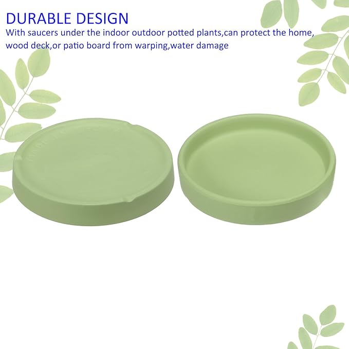 3 Pack Planter Saucers - Ceramic Plant Tray Flower Pot Drip Trays Round Apply to Outdoor/Garden (4/5/6inch, Dark Green)