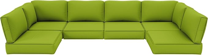 Outdoor Furniture Replacement Cushions, 5" Foam Foam High-Density, Fits 6-seat Sectional Rattan Conversation Set, 14 Piece Patio Water-Resistant Replacement Sofa Cushions, Liner&Cover