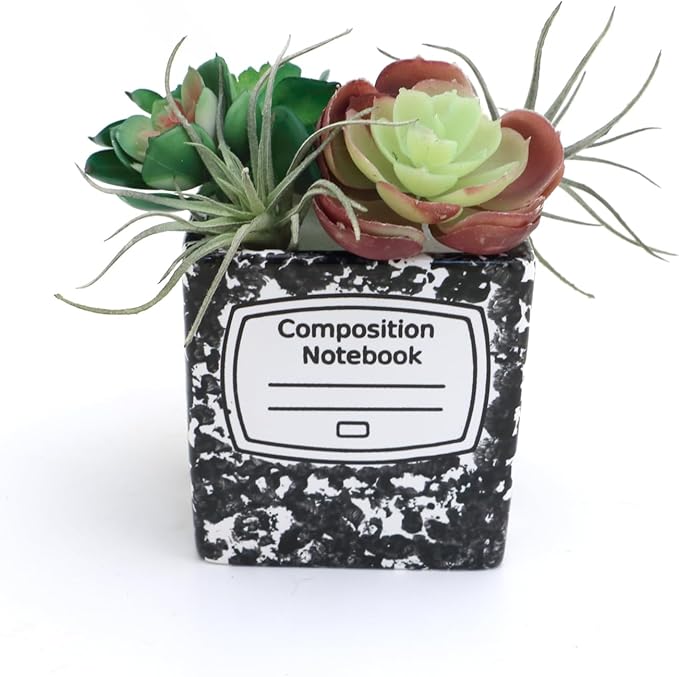 Composition notebook planter, candle holder, pencil cup, square pot, vase LennyMud by Lorrie Veasey