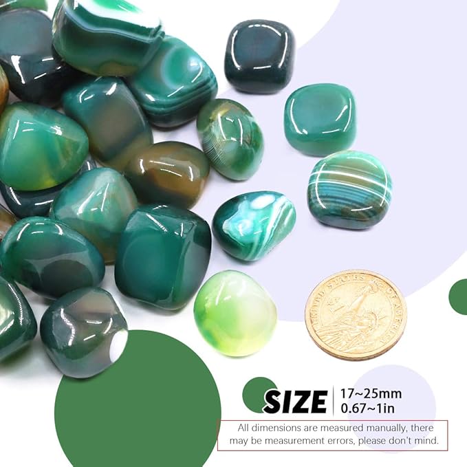 Hilitchi Green Agate Stone Tumbled Stones for Plants Cacti & Succulents Bedding, Vase Filler, Landscape Bottom Decoration (About 1lb(455g)/Bag)