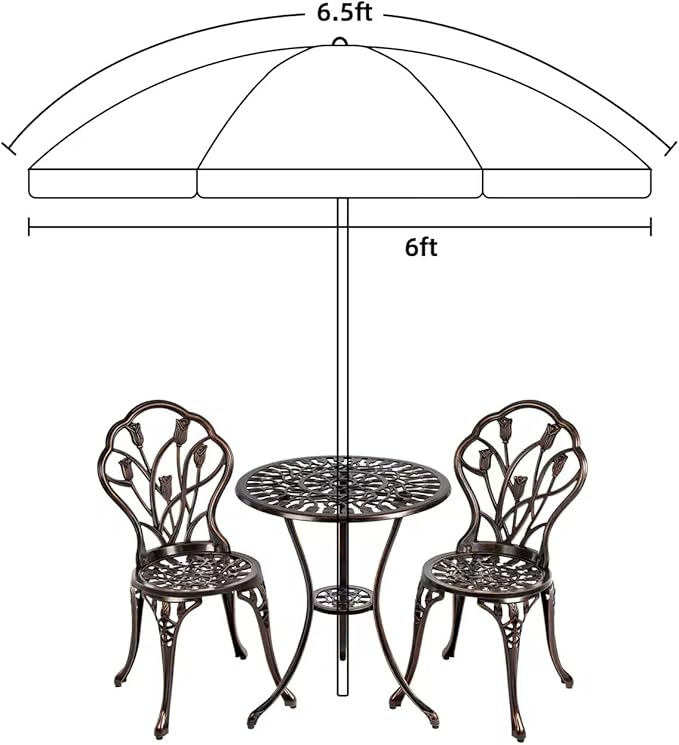 AMMSUN Patio Umbrella, 6.5 ft Outdoor Table Umbrella with Tilt Steel Pole, UPF50+ Protection, Great for Outdoor Garden Backyard, Beige