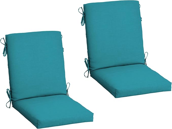 Arden 2-Pack Outdoor Patio Dining Chair Cushion, 20x44, Rain-Proof Seat Pad, Fade-Resistant Outdoor Cushion Lake Blue Leala